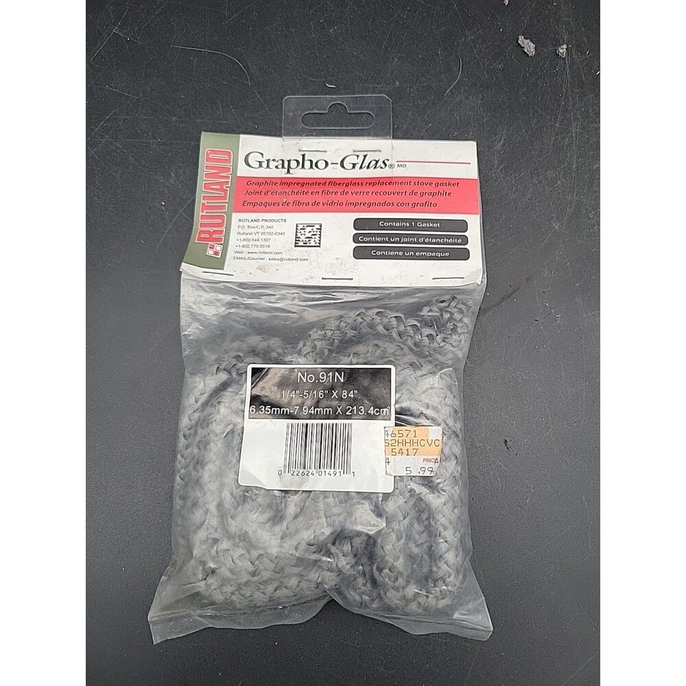 RUTLAND GRAPHO-GLAS REPLACEMENT Stove GASKET New No.91N 1/4"-5/16" X 84"